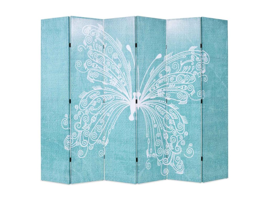 Biombo divisor plegable 228x170 cm mariposa azul