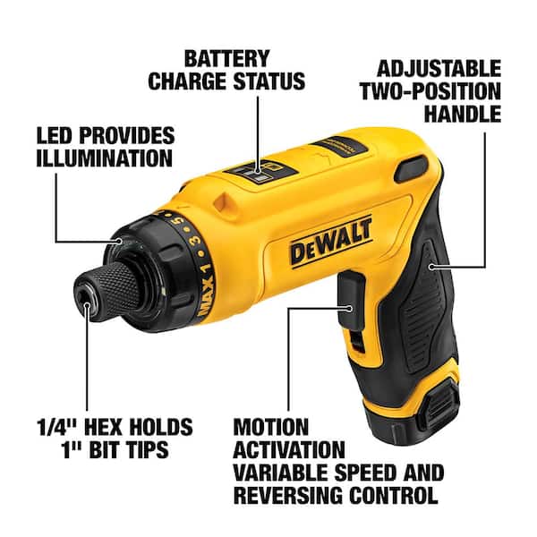 8V MAX Cordless Gyroscopic Screwdriver with Adjustable Handle, (2) 1.0Ah Batteries, Charger, and Bag - Image 2