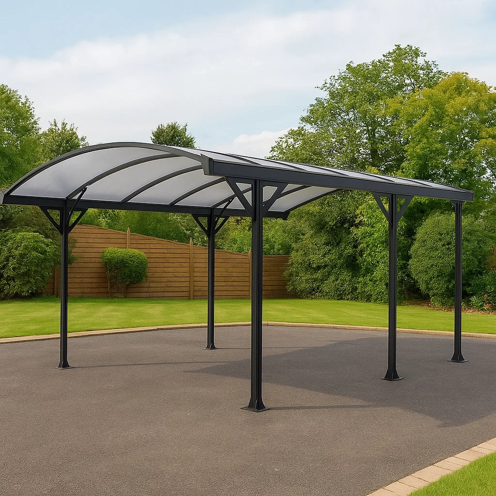 Cochera - Negro - Aluminio y Policarbonato - Exterior - 505 cm x 300 cm x 230 cm - 37AVmm2jGoY8