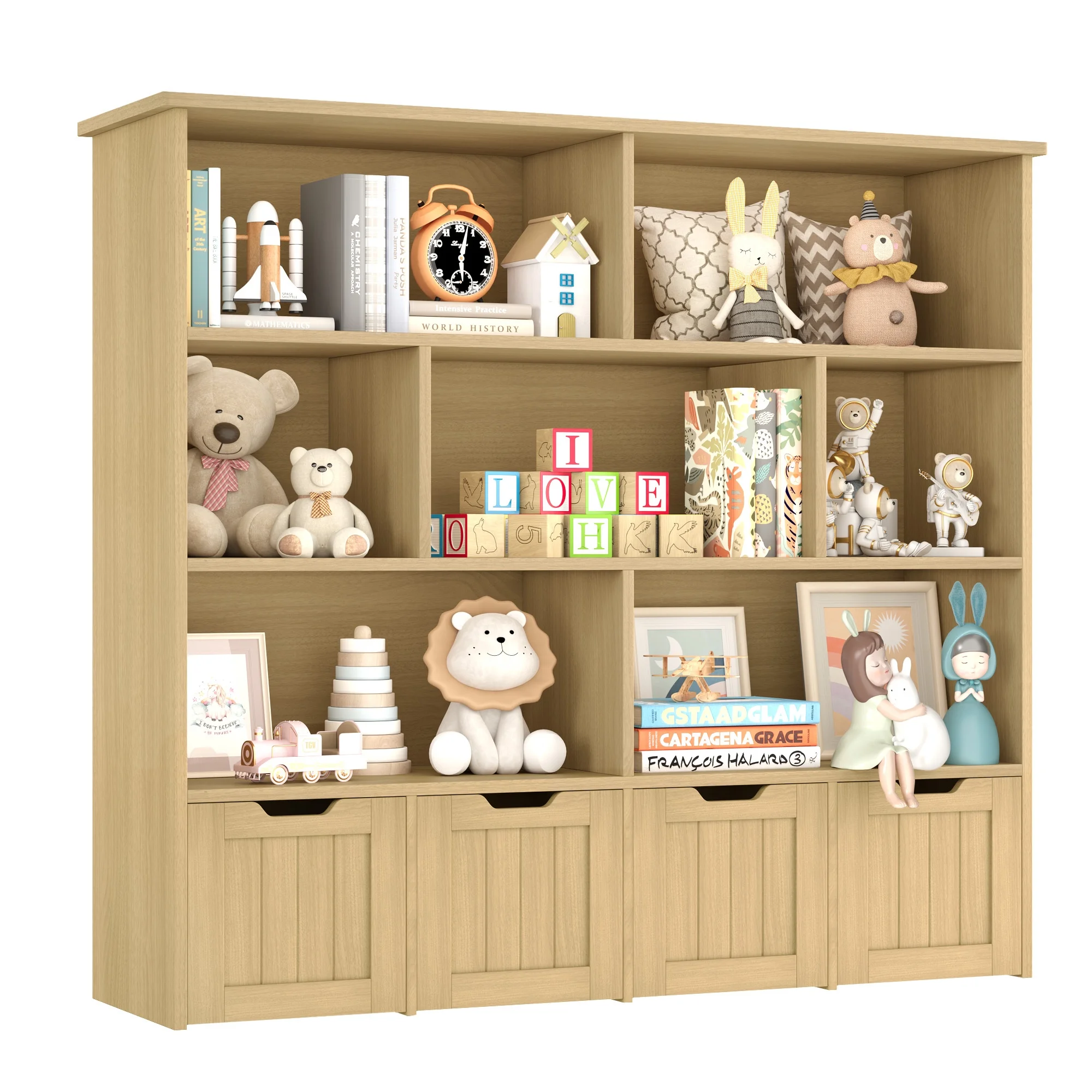 Homfa 7 Cube Toy Storage Organizer, Kids Geometric Bookcase and Bookshelf with 4 Drawers, White - Image 23