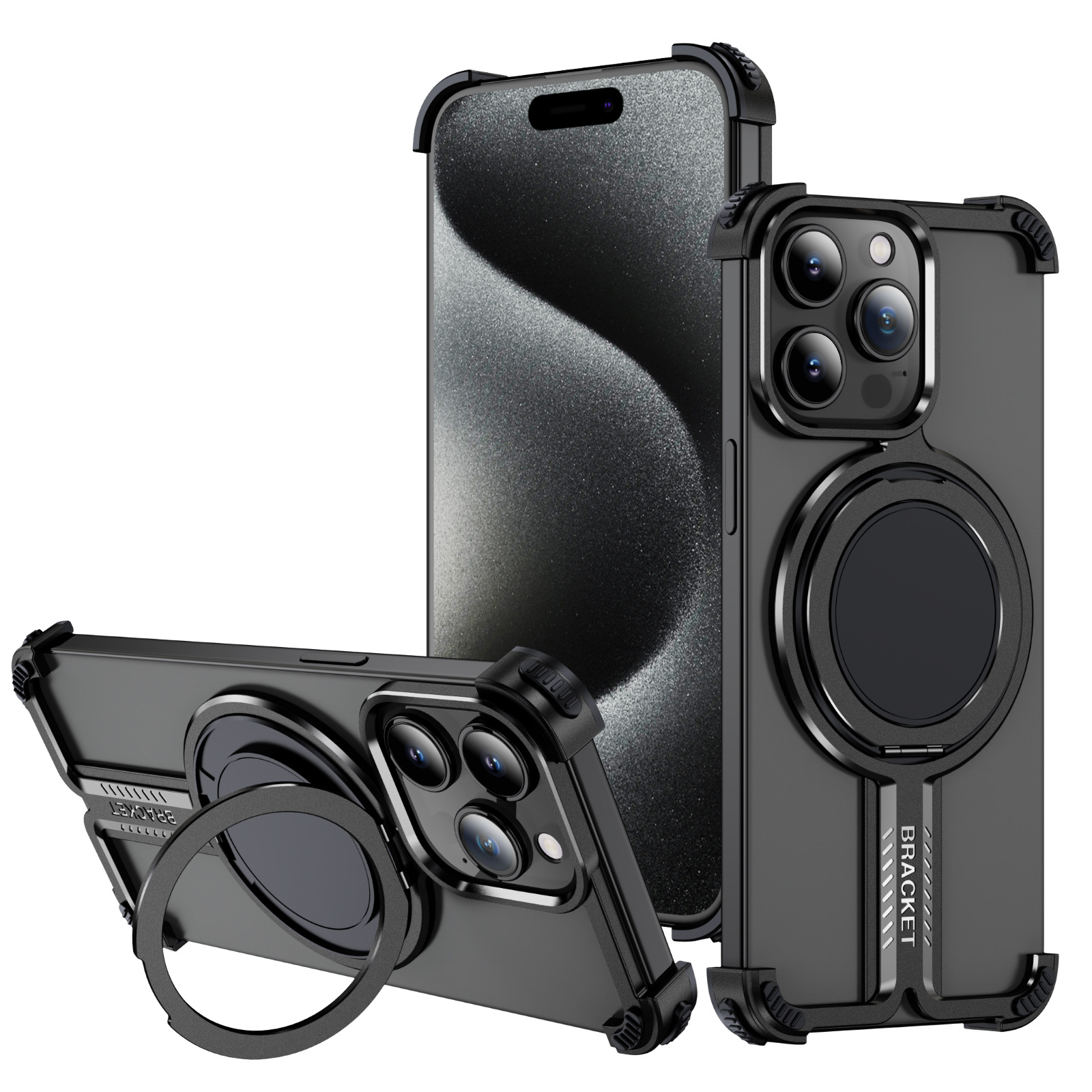 Borderless Anti-fall Bracket Mobile Phone Case for iPhone - Integrated hollow heat dissipation design