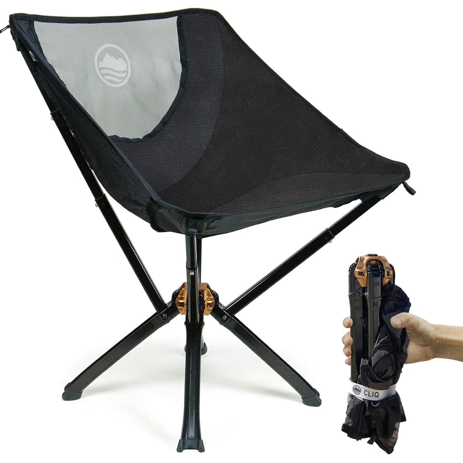 CLIQ Portable Folding Camping Chair, Black, 1 Pack, 300 Lbs - CC01 - Image 2 CLIQ Portable Folding Camping Chair, Black, 1 Pack, 300 Lbs - CC01 - Image 2