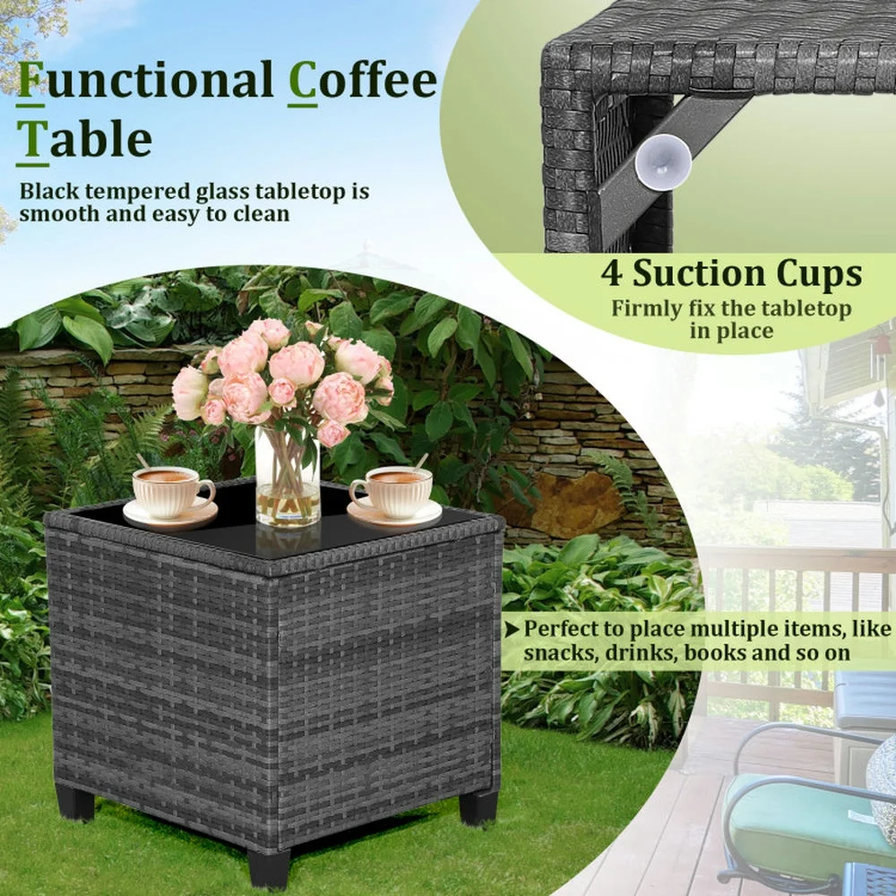 Kadyn Outdoor Seating Sets,Garden Conversation Sets,3 Pieces Outdoor Wicker Conversation Set with Tempered Glass Tabletop-Navy - Image 5