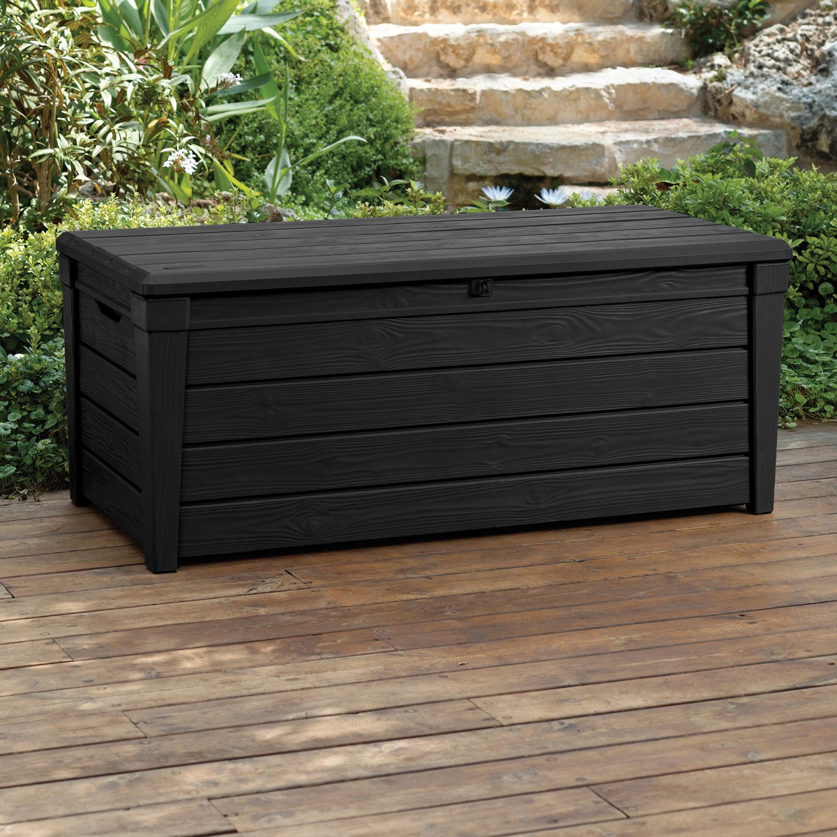 WAYFAIR Keter Brightwood 120 Gallon Large Durable Outdoor Storage And Weather Resistant Resin Deck Box