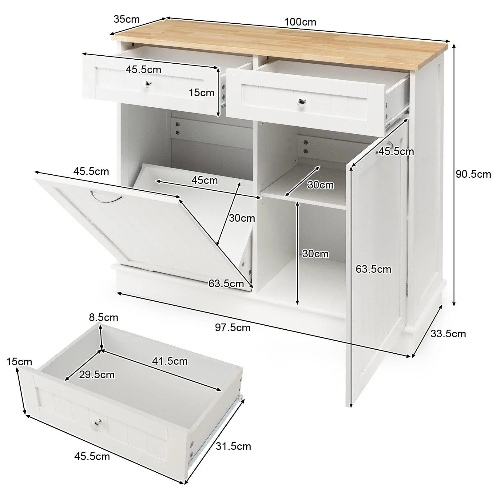 Giantex Kitchen Trash Cabinet, Tilt Out Trash Bin Cabinet with Single Trash Can Holder