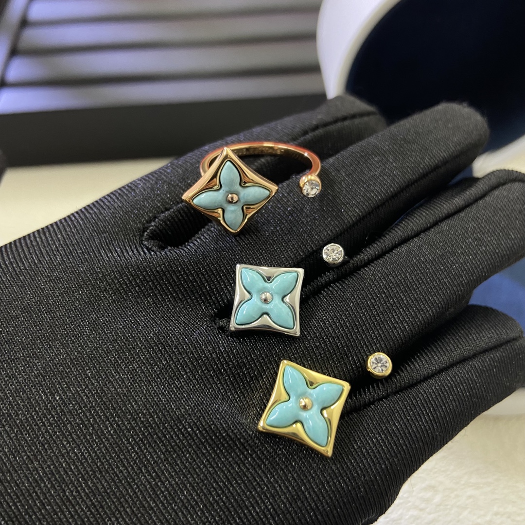 Louis Vuitton Blue Amazonite Open Ring - Original Replica Club