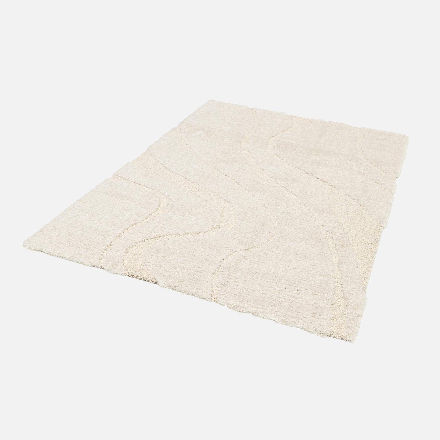 Amy - Alfombra interior de pelo largo  diseño geométrico beige