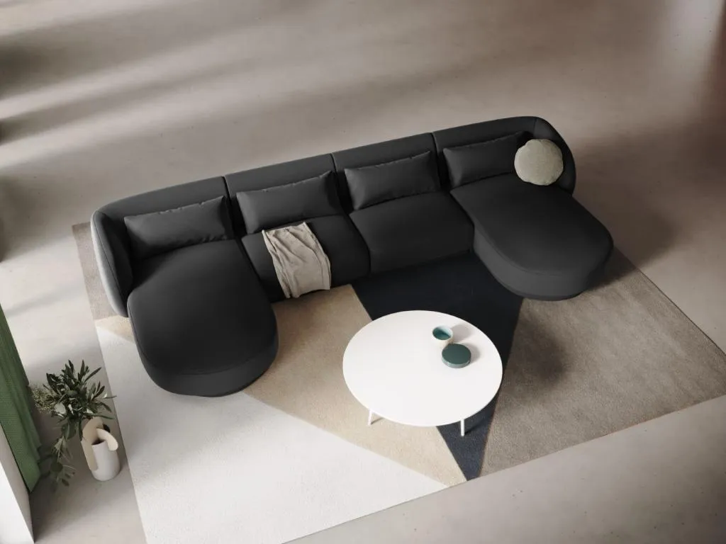 Boverdeco - Sofá panorámico Boverdeco 5 plazas de terciopelo gris - 330x156x70cm