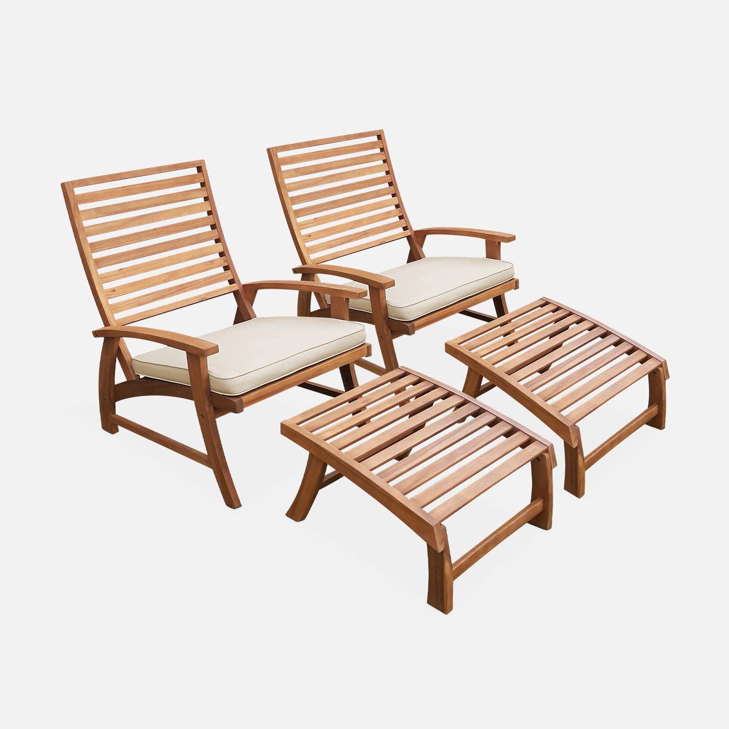 Puebla - Silla con reposapiés de madera, set de 2