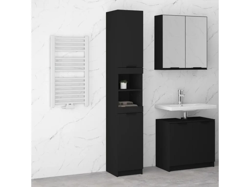 Armario de baño de Jmmhogar contrachapada negro 32x34x188.5 cm