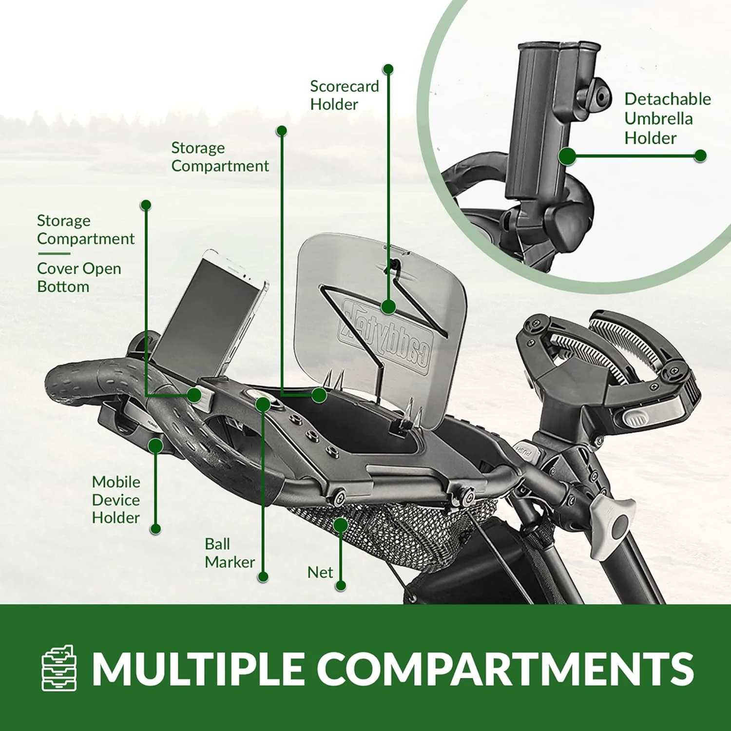 3-Wheel Foldable Golf Push Cart With Foot Brake - CaddyLite EZ V8 - Image 6 3-Wheel Foldable Golf Push Cart With Foot Brake - CaddyLite EZ V8 - Image 6
