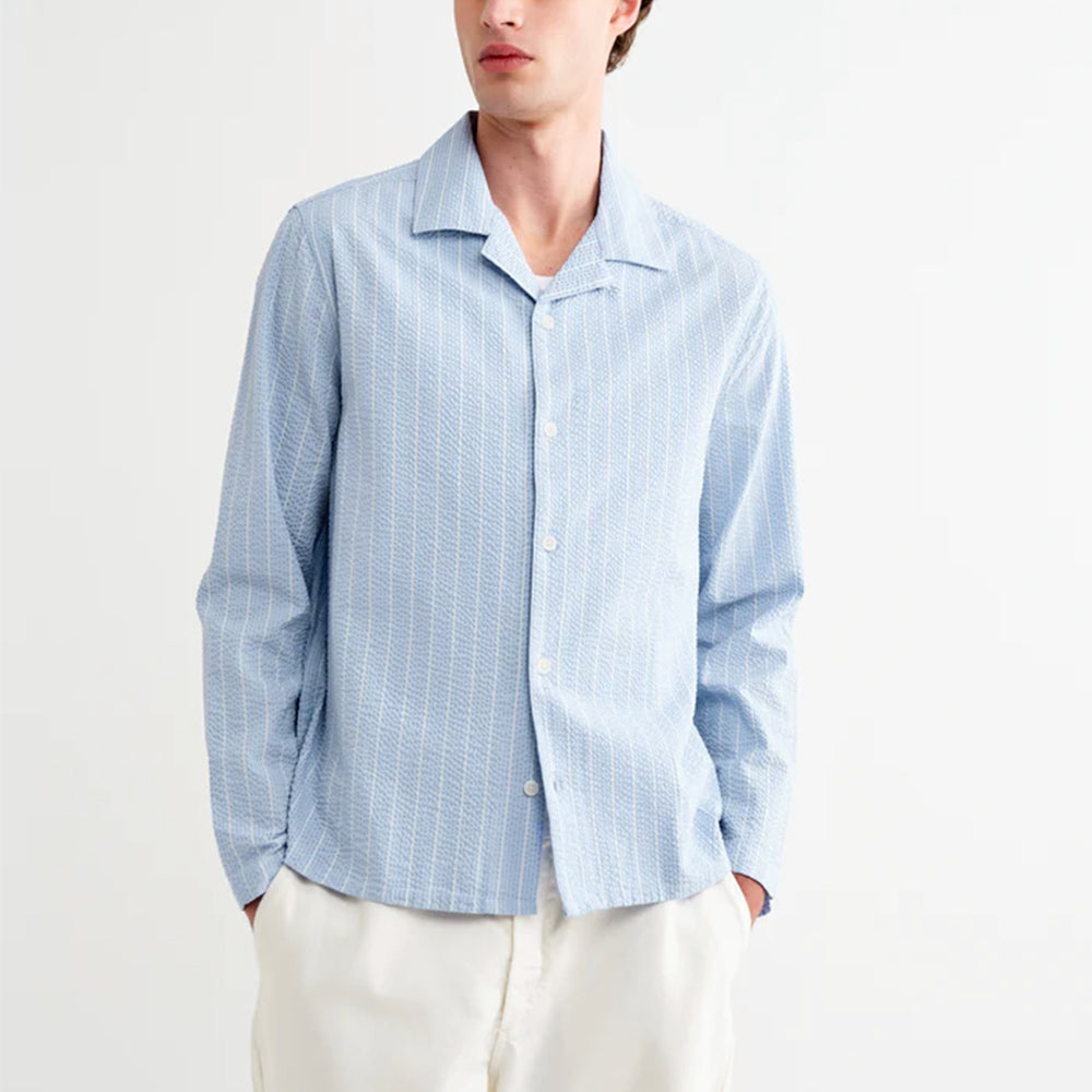 Wax London - Chemise Corey LS - Bleu Ecru