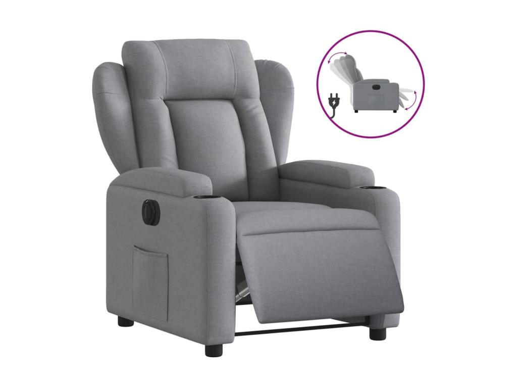 Sillón reclinable eléctrico tela gris claro