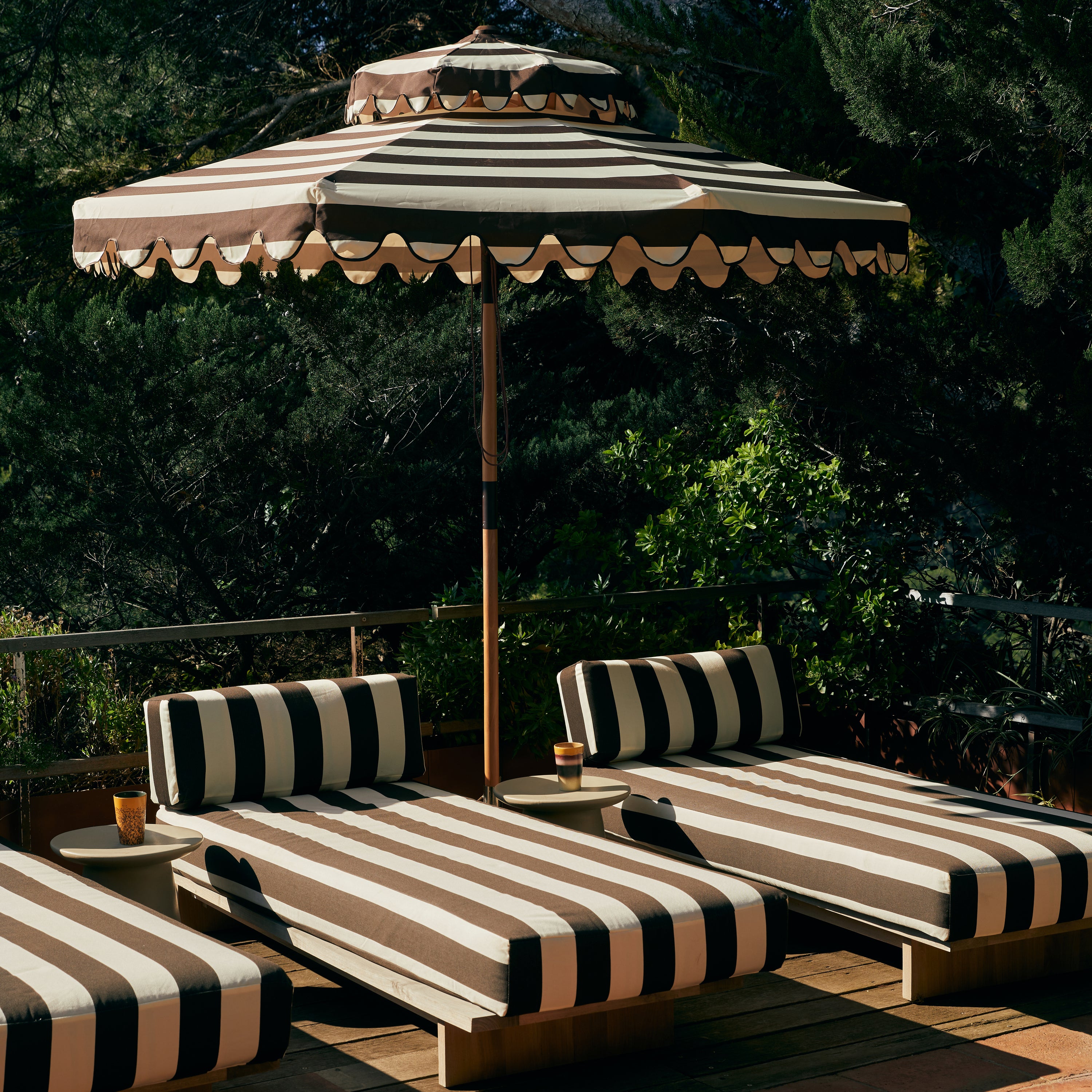 HKliving Striped Patio Parasol - Stracciatella