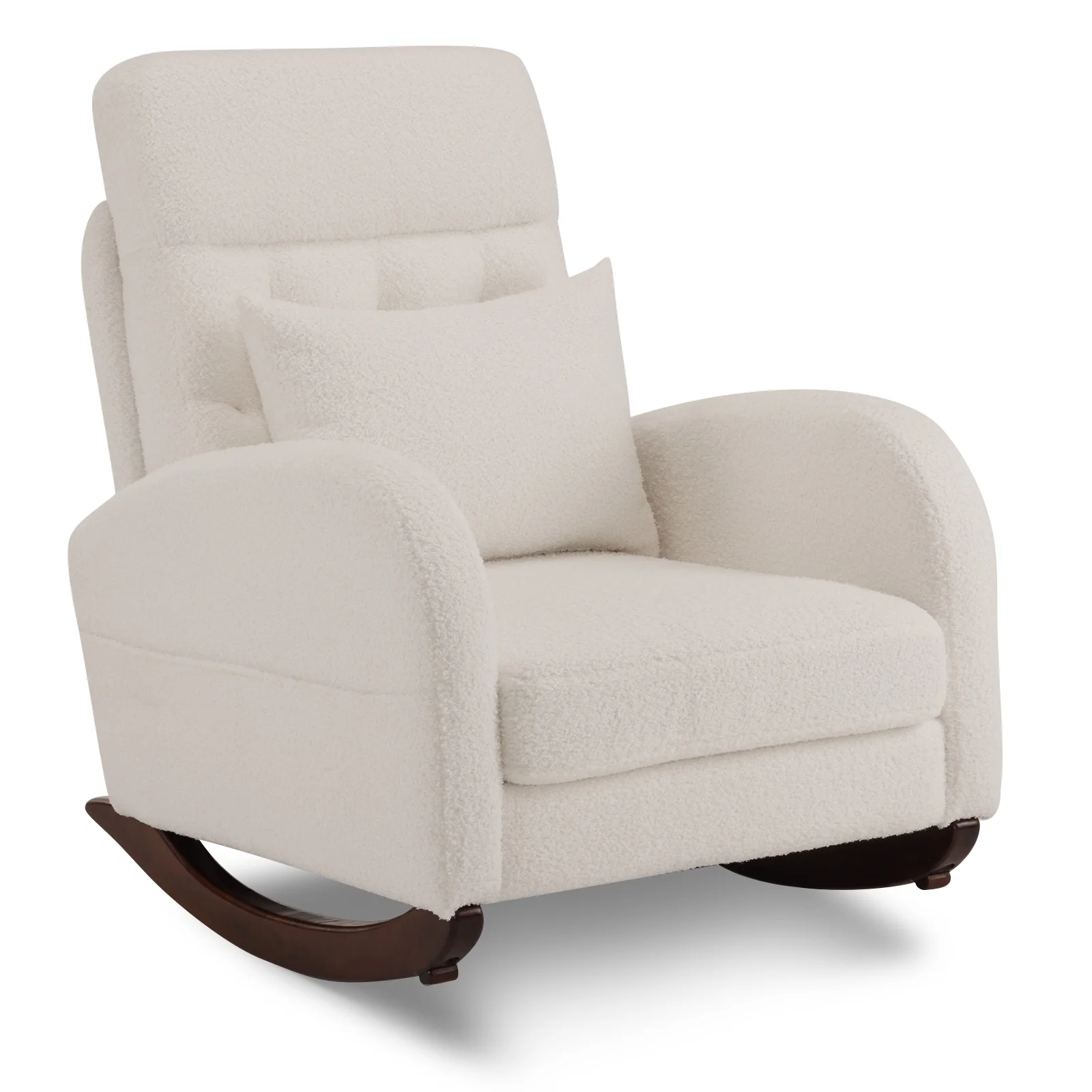 Ktaxon Rocking Accent Chair Glider Reading Chair Comfy Teddy Velvet Upholstered Single Sofa Rocker for Living Room, Nursery, Bedroom Beige - Image 16