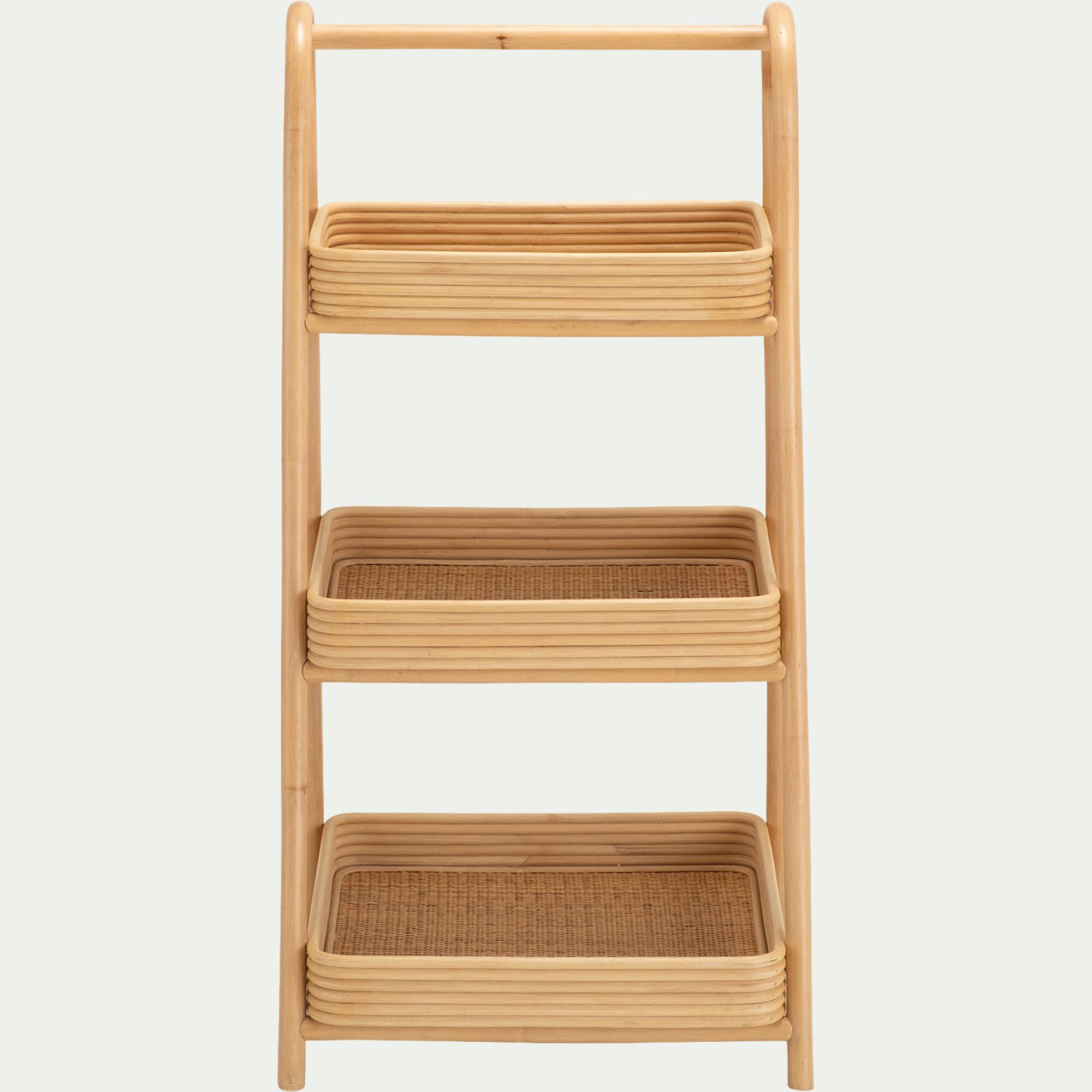 PICHOLINE - Étagère 3 tablettes en bois et rotin - bois clair