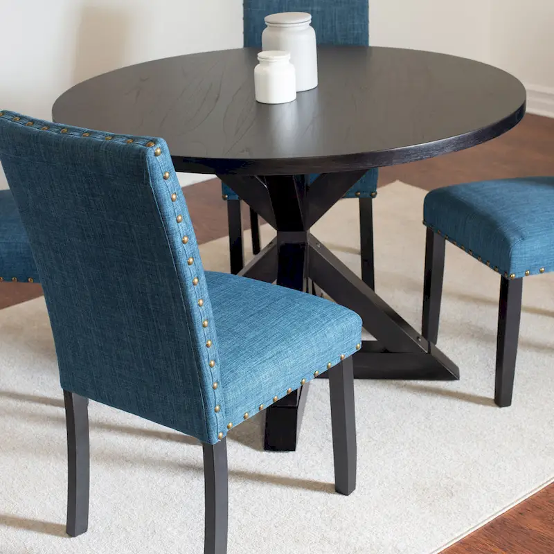 Roundhill Furniture Mytzi 5-Piece Dining Set: Cross-Buck Table with 4 Elegant Chairs