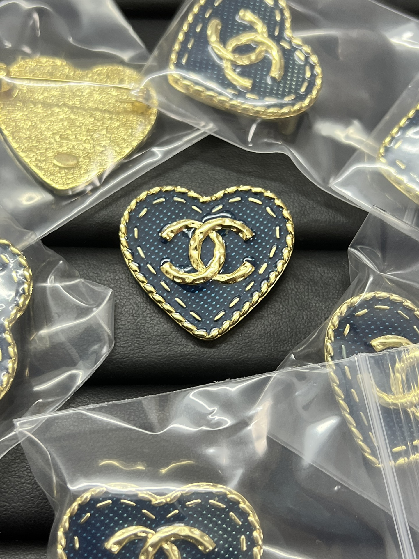 Chanel Denim Blue Heart Brooch - Original Replica Club