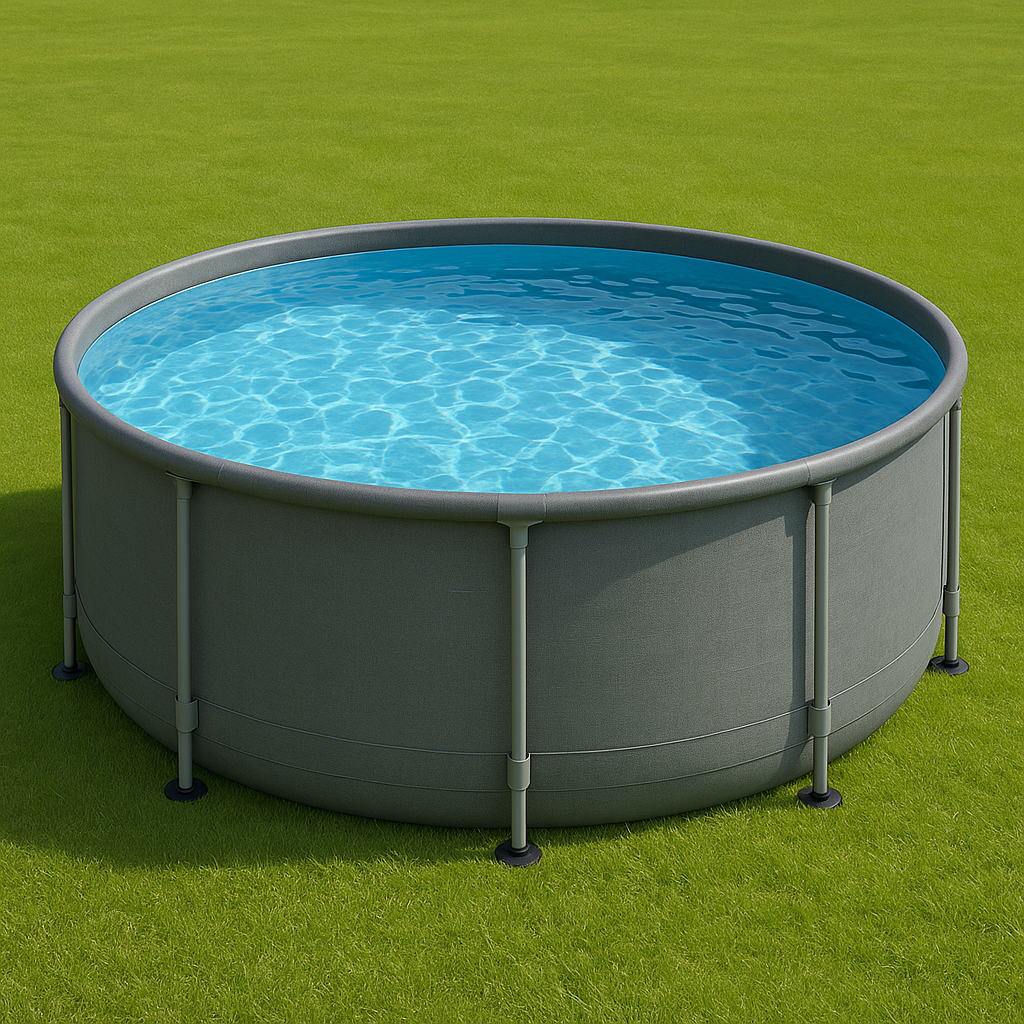 Piscina tubular redonda Redonda Sí Piscina Tubular PVC, Acero Jardín, Exterior Gris piedra 457x107 cm
