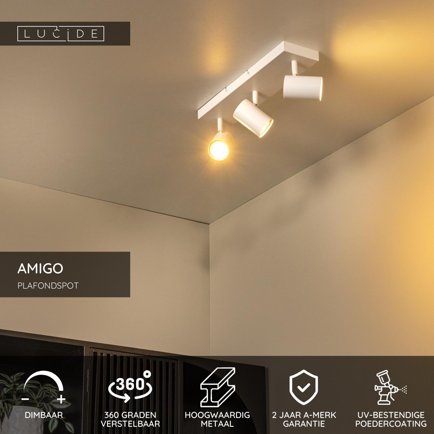 Lucide AMIGO Plafondspot - Wit