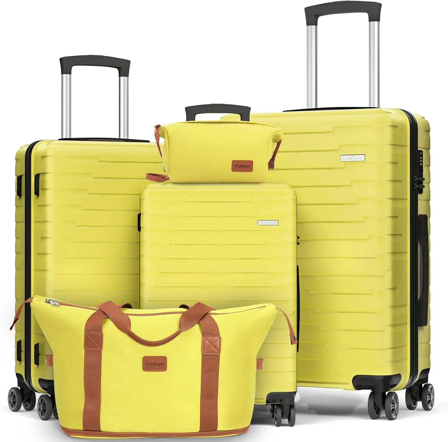 5-piece luggage set with wheels, ABS hardshell suitcase with spinner wheels