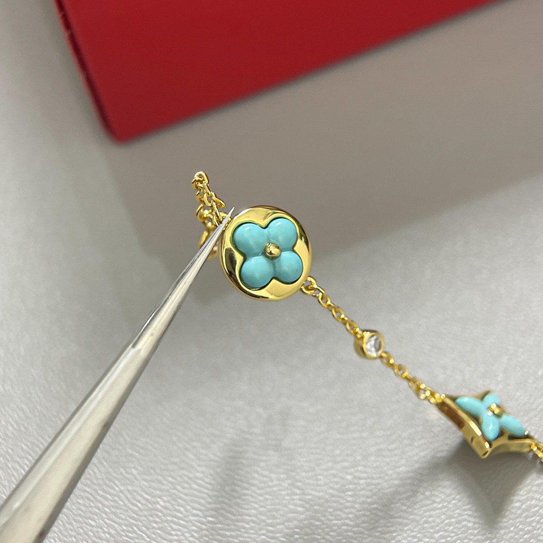 Louis Vuitton 4 Motifs Blue Amazonite Bracelet - Original Replica Club