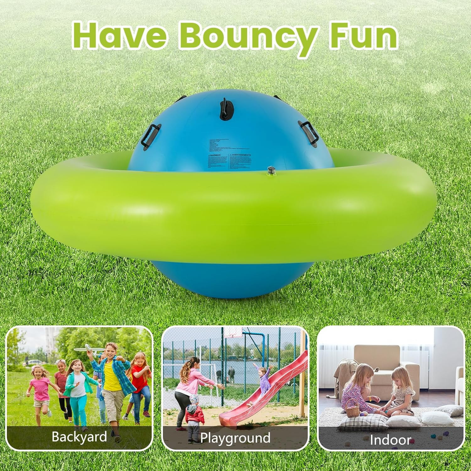 OLAKIDS 8FT Inflatable Dome Rocker Bouncer, Outdoor Kids Giant Roll and Play Seesaw Rocker with 6 Secure Handles, Max Weight 250 LBS, Toddlers Climbing Toy Backyard Play Center Equipment - Image 18