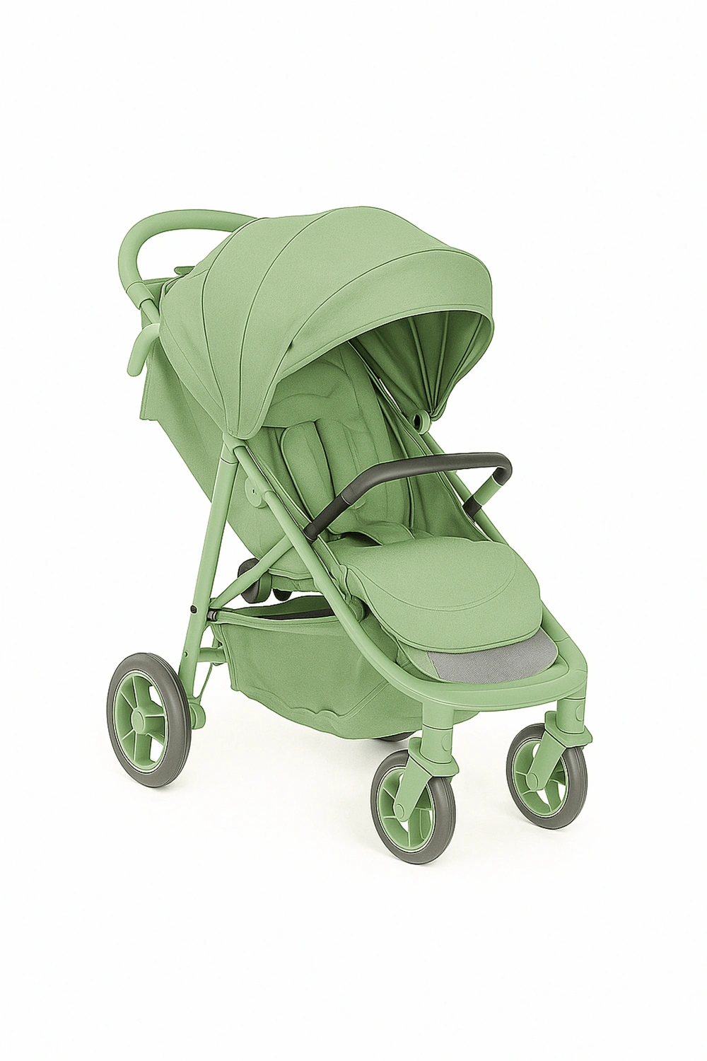 Cochecito de bebé, carrito plegable con respaldo ajustable en 3 posiciones y arnés de seguridad, hasta 22 kg, con capota extensible y cesta inferior, color verde, apto para 0 - 48 meses