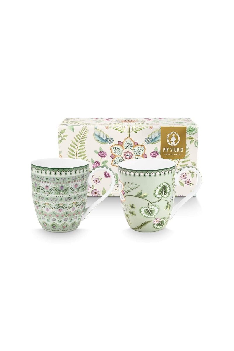 Set/2 Mugs XL Lily&Lotus Light Green