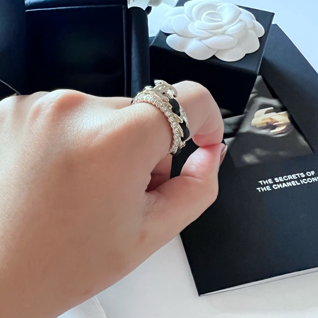 Chanel Black Leather Coco Ring - Original Replica Club
