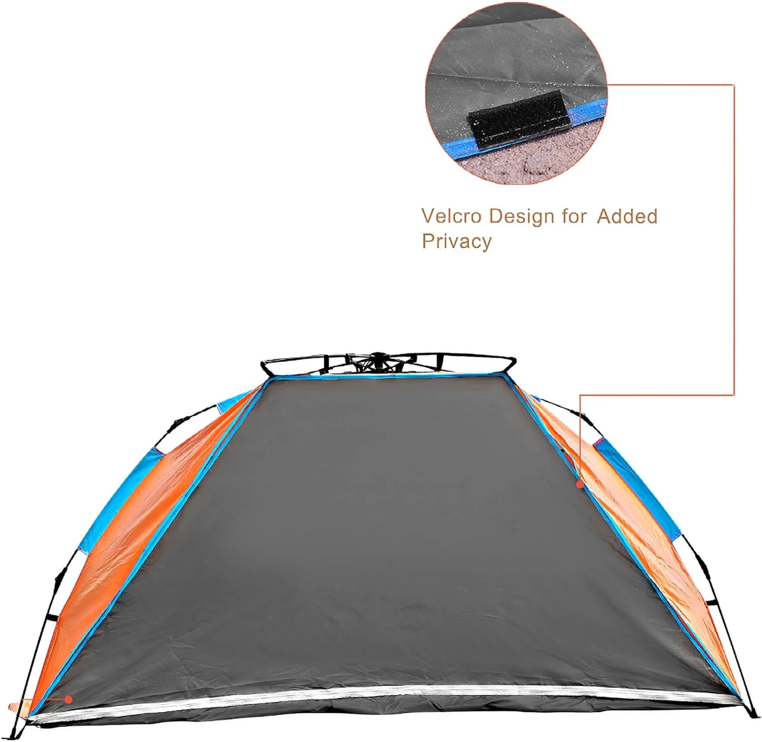 X-Large 4 Person Beach Tent Sun Shelter - Portable Sun Shade Instant Tent for Beach with Carrying Bag, Stakes, 6 Sand Pockets, Anti UV for Fishing Hiking Camping, Waterproof Windproof, Orange - Image 6