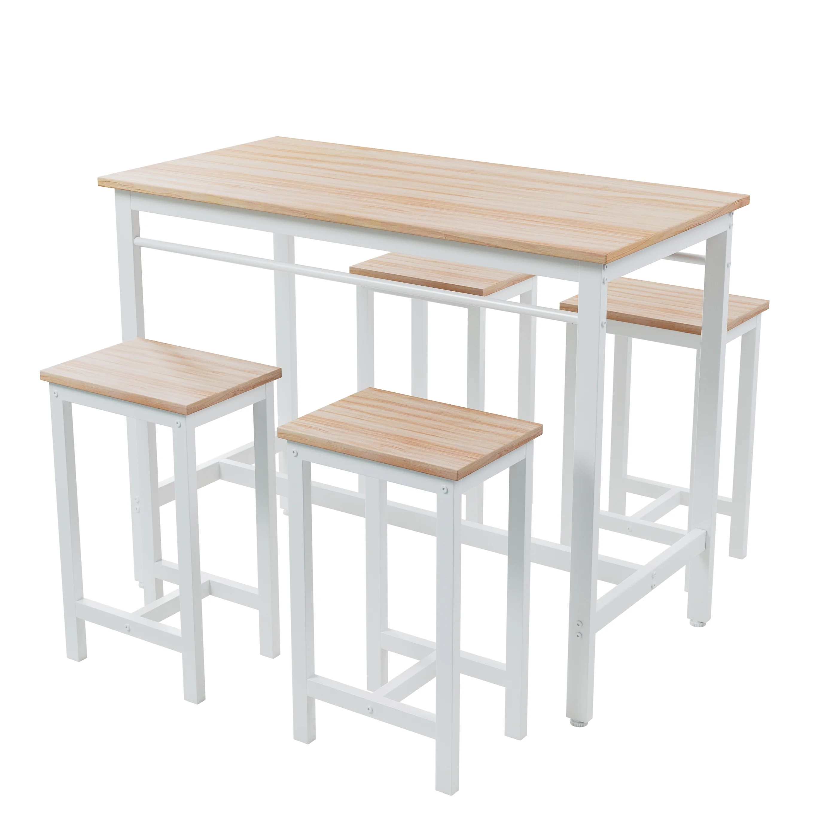 Counter Height Table Set of 5, Breakfast Bar Table and Stool Set, Minimalist Dining Table with Backless Stools, Wood Top Pub Table & Chair Set for Kitchen Apartment Bistro - Space Saving - Image 40