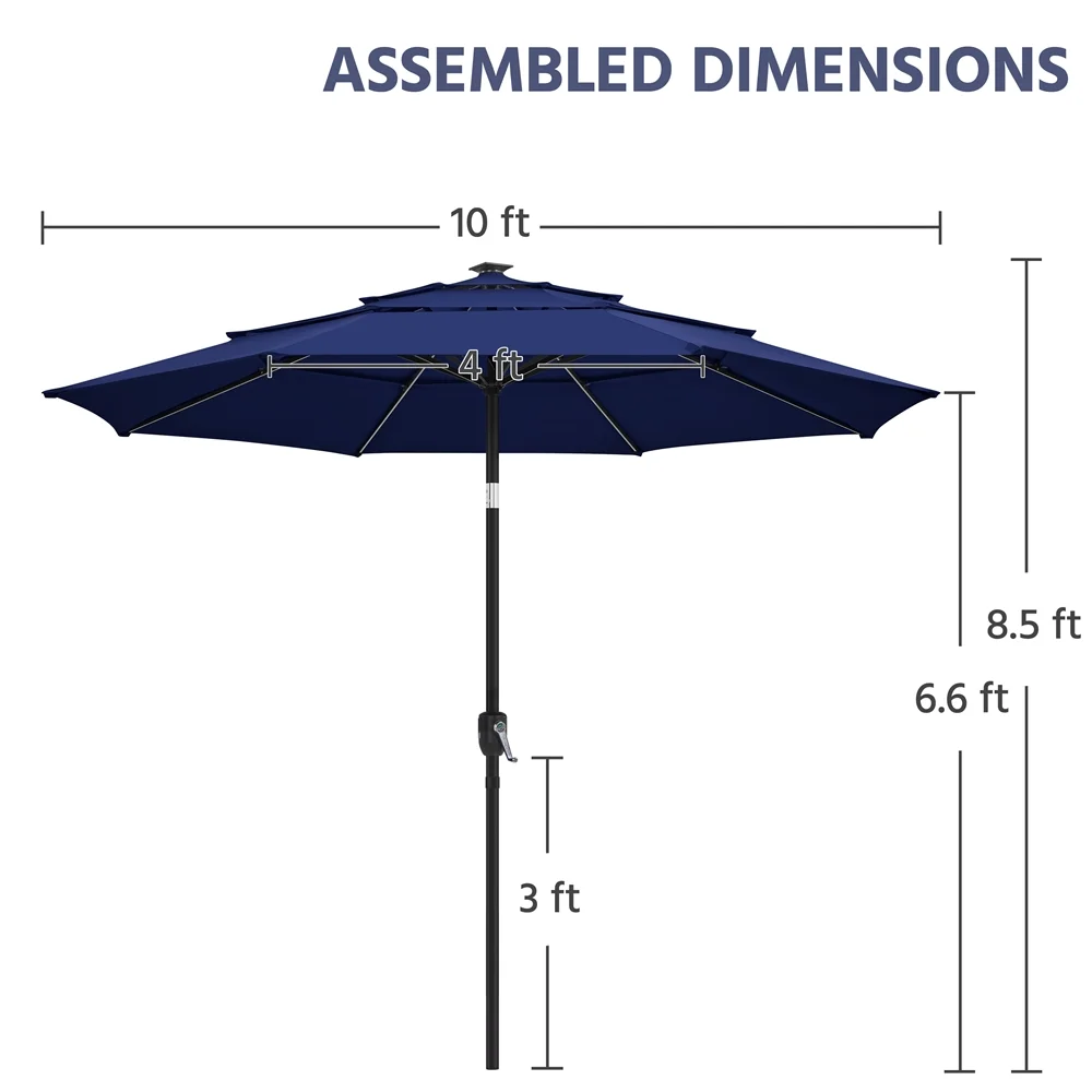 Renwick 10 Ft Outdoor Patio Parasol with Color-Changing LED Strip, Tan - Image 25