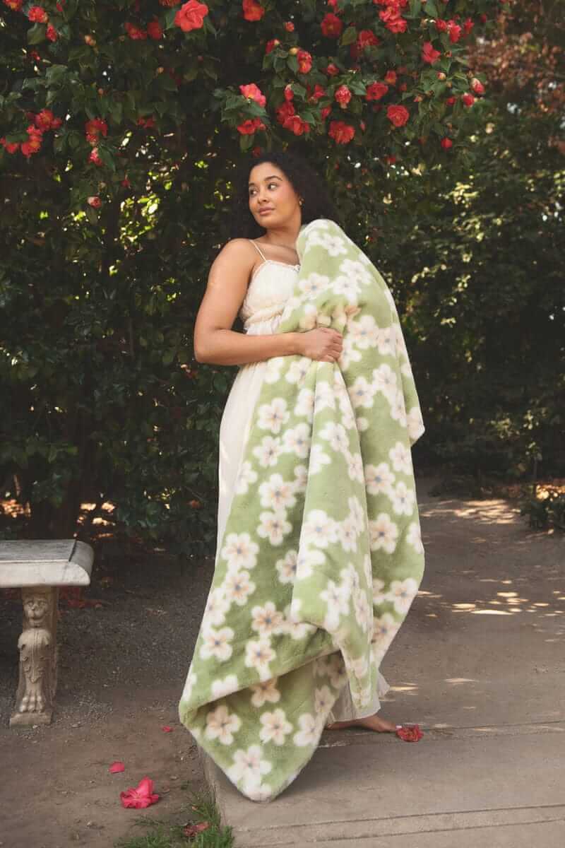Lush Mist Floral Blanket