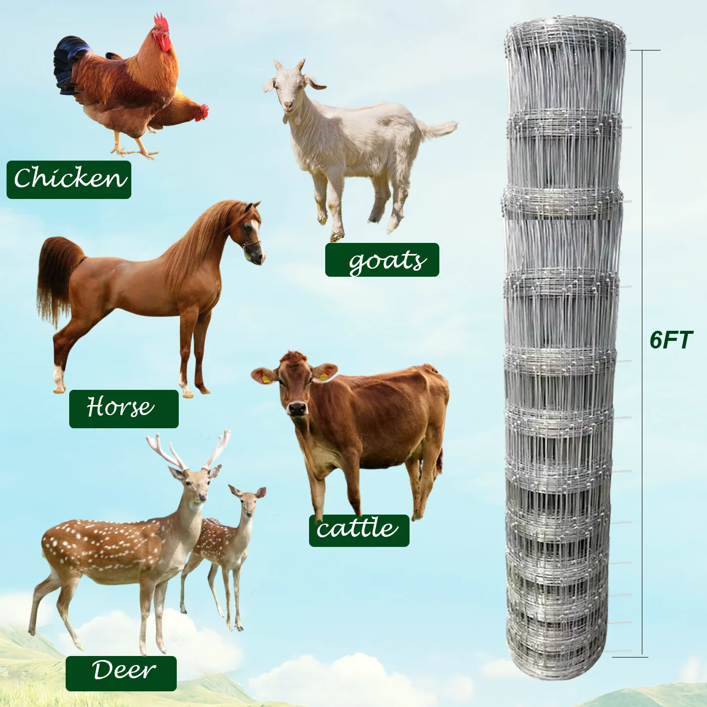 Farm Fence, 4ft x 164ft Galvanized Wire Fencing, Cattle Fence, Deer Fence, Heavy Zinc Coating Farm Fence Used to Hog Goat Fencing for Yard Garden and Field - Image 17