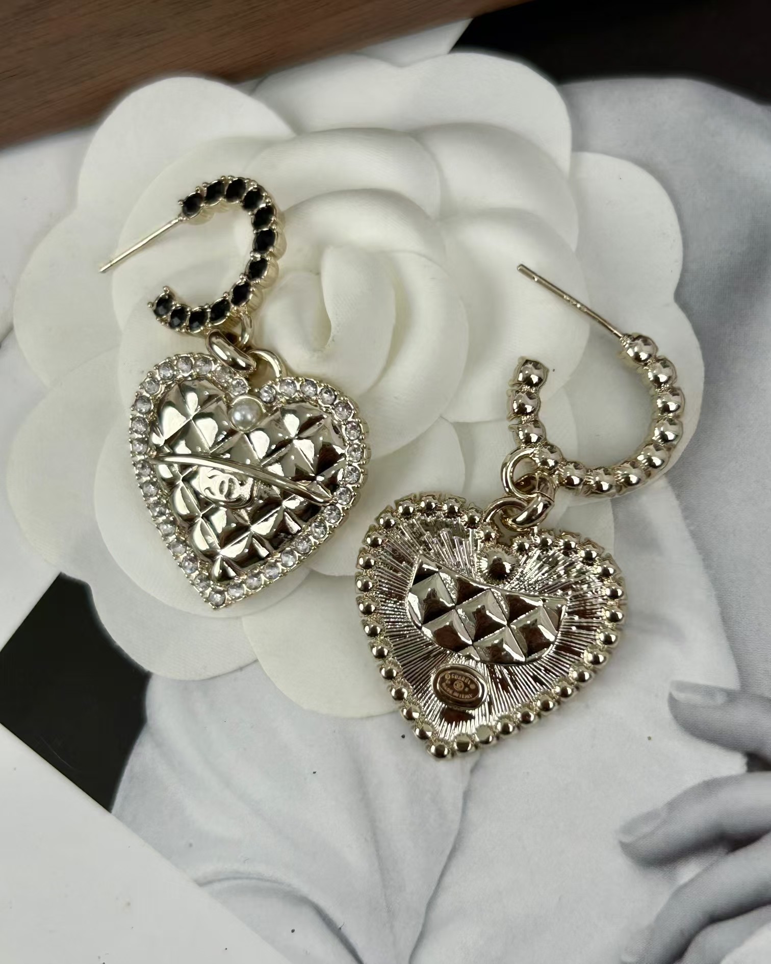 Chanel Hoop with Heart Dangle Earrings - Original Replica Club