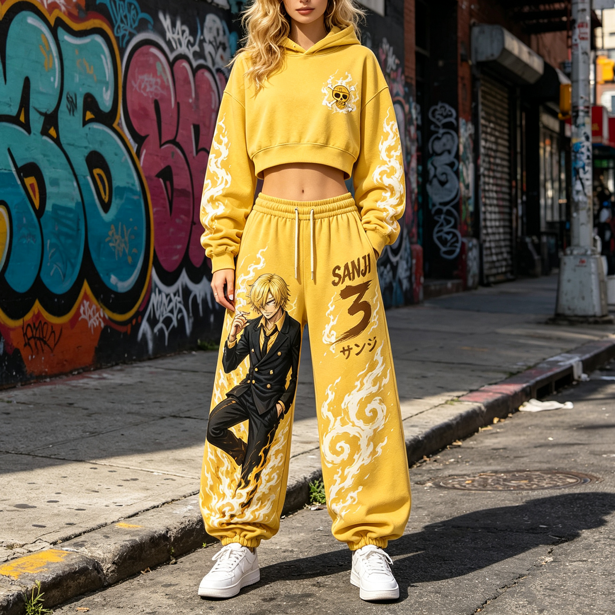One Piece Cropped Long Sleeve Hoodie & High Waist Jogger Pants Two Piece TeeThreads Sustain the Scene with Custom Apparel