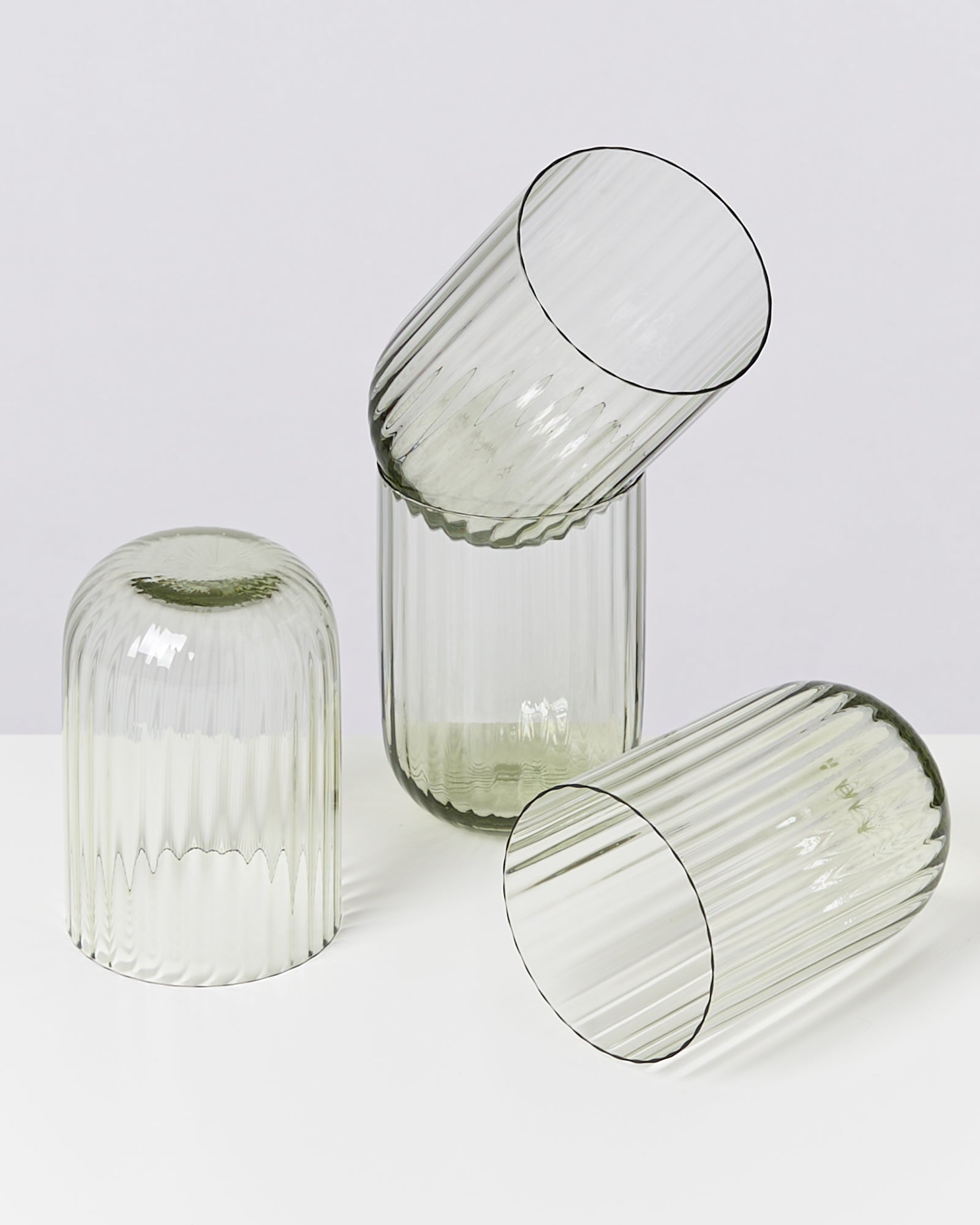 Joia Glas klein riffled smaragd 4er-Set