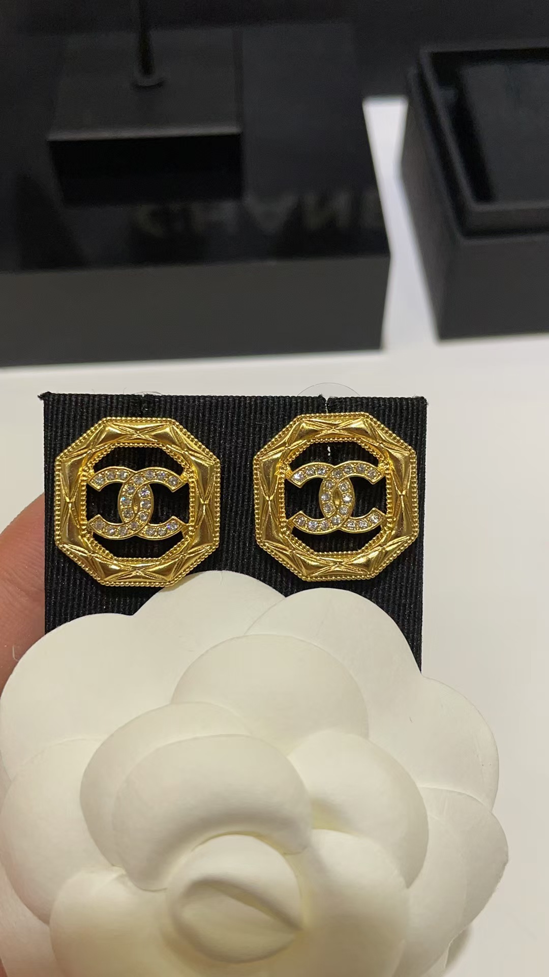 Chanel Geometric Octagon Stud Earrings - Original Replica Club