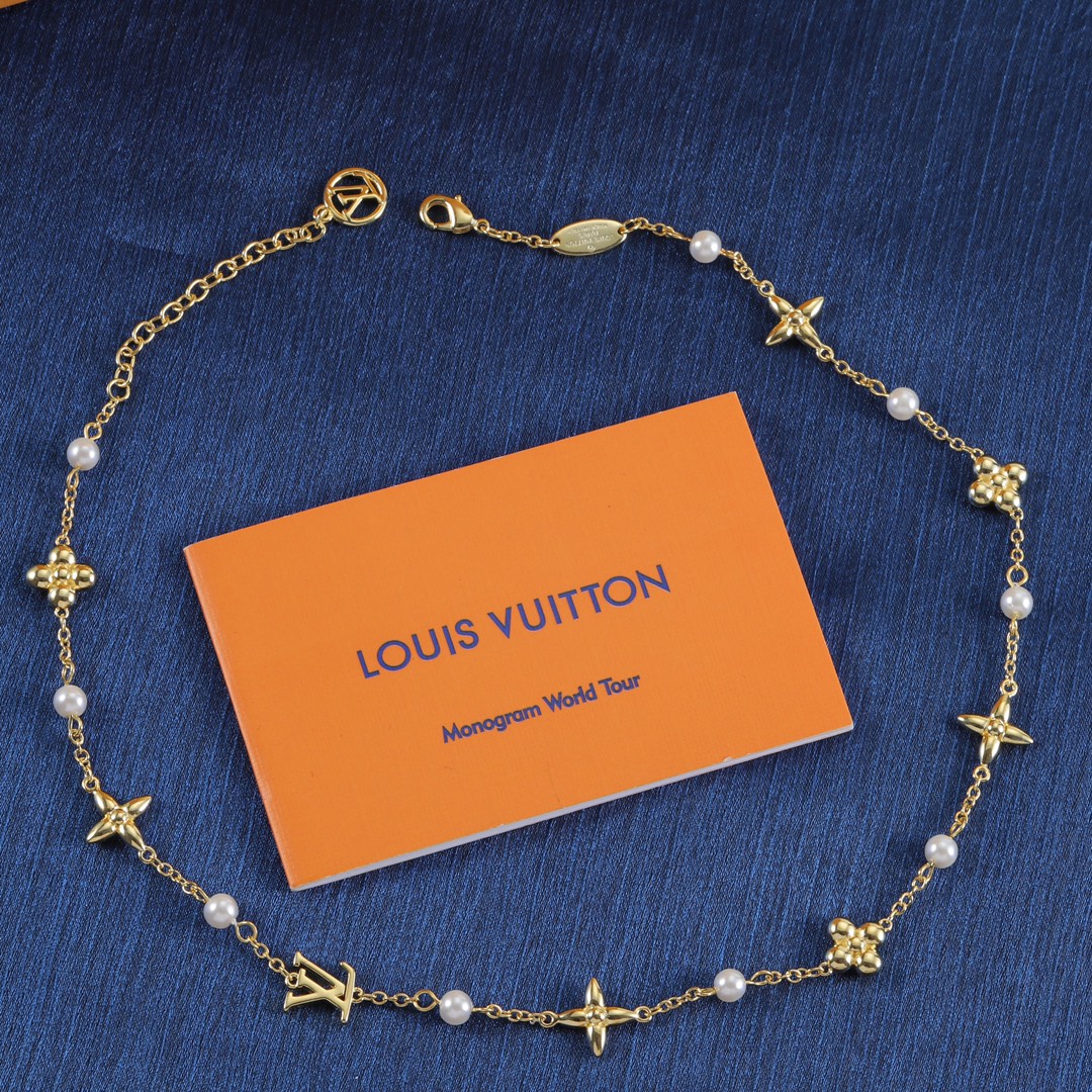 Louis Vuitton Floating Pearl LV Bracelet and Necklace - Original Replica Club
