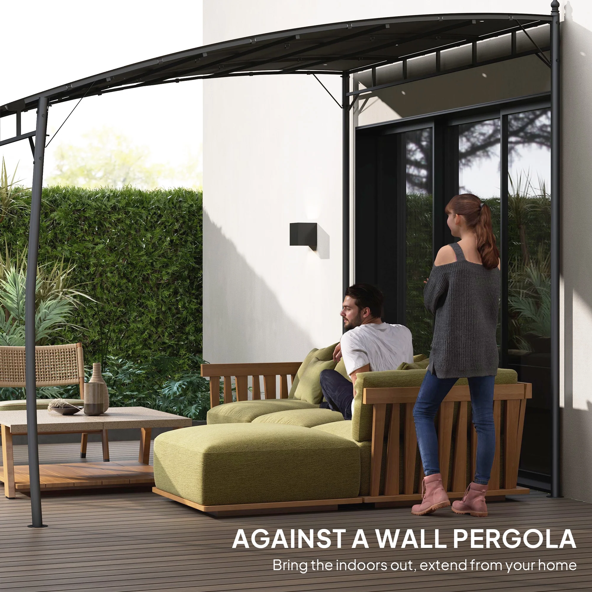 Outsunny 10' x 10' Pergola with UV-Resistant Canopy, Outdoor Sun Shade Shelter for Porch, Patio, Deck, Backyard, Charcoal Gray - Image 3