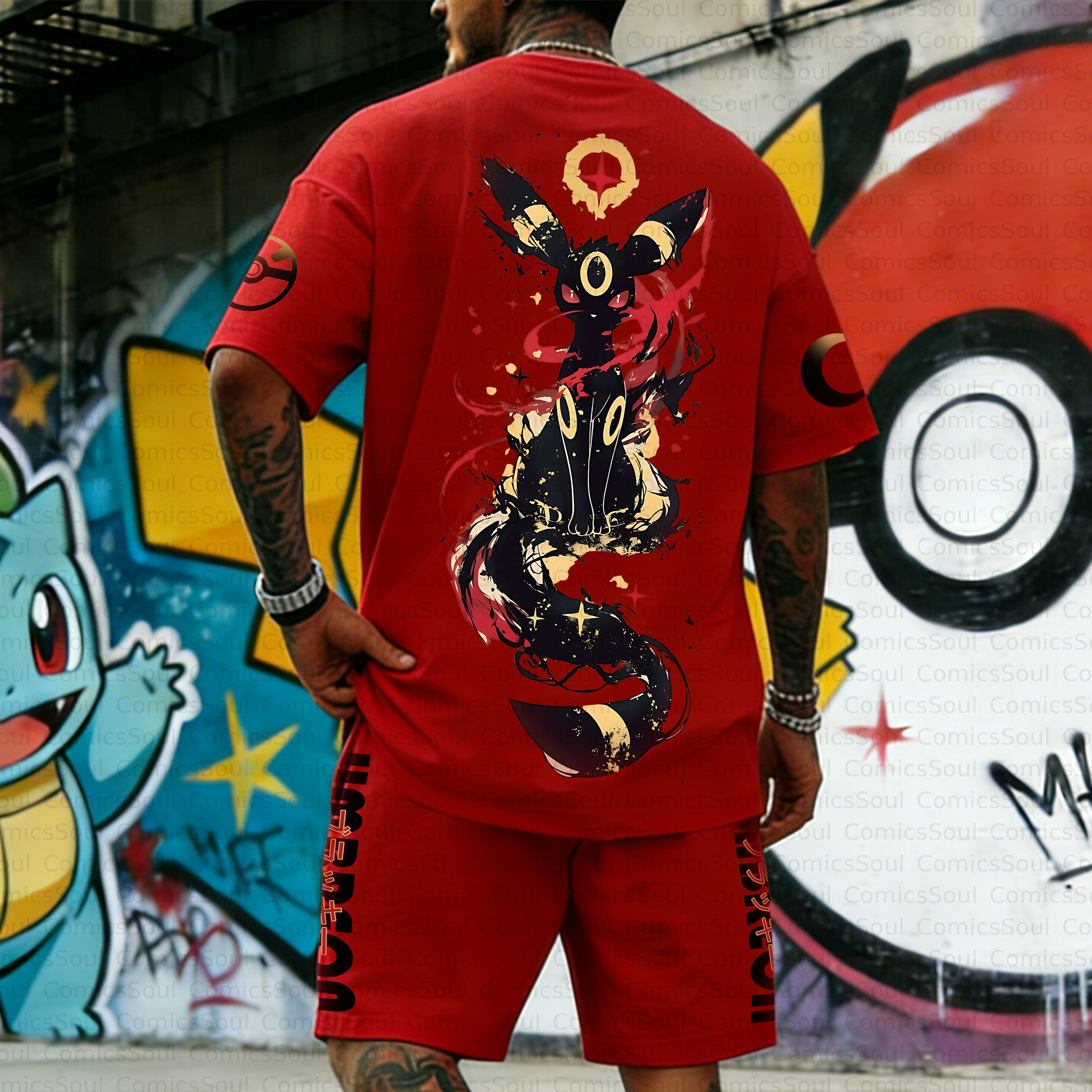 Unisex Anime Inspired Vintage T-shirt& Shorts 2 Pieces Set