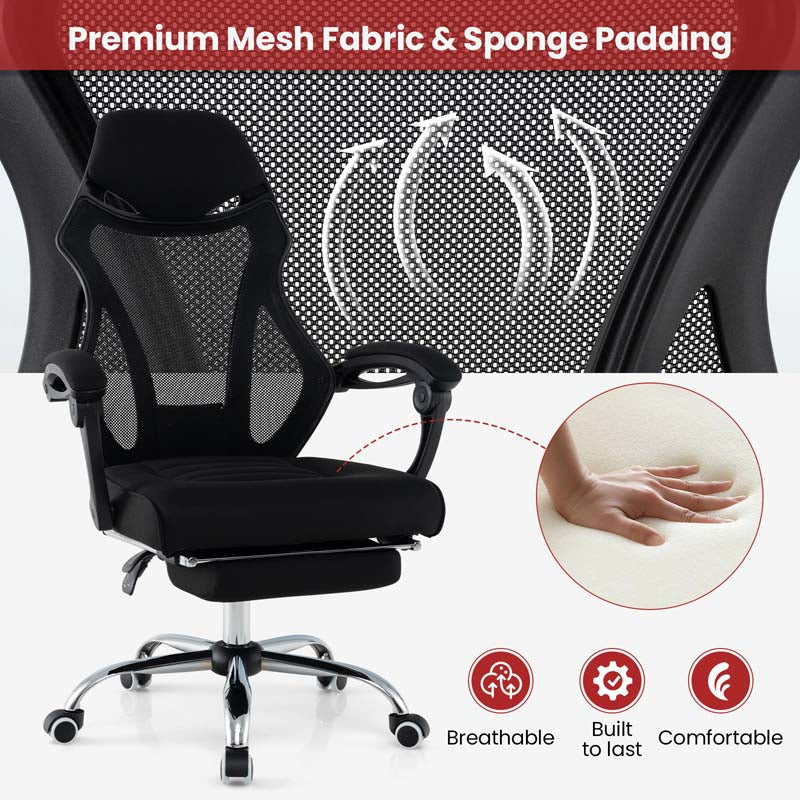 Eletriclife Ergonomic Mesh Office Chair with Footrest and Tilting Backrest
