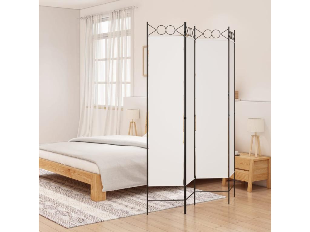 Tabique 4 paneles Blanco 160x200 cm Tela