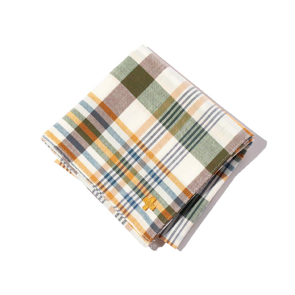 Beams Plus - Mouchoirs en tissu Madras - Blanc & Marron