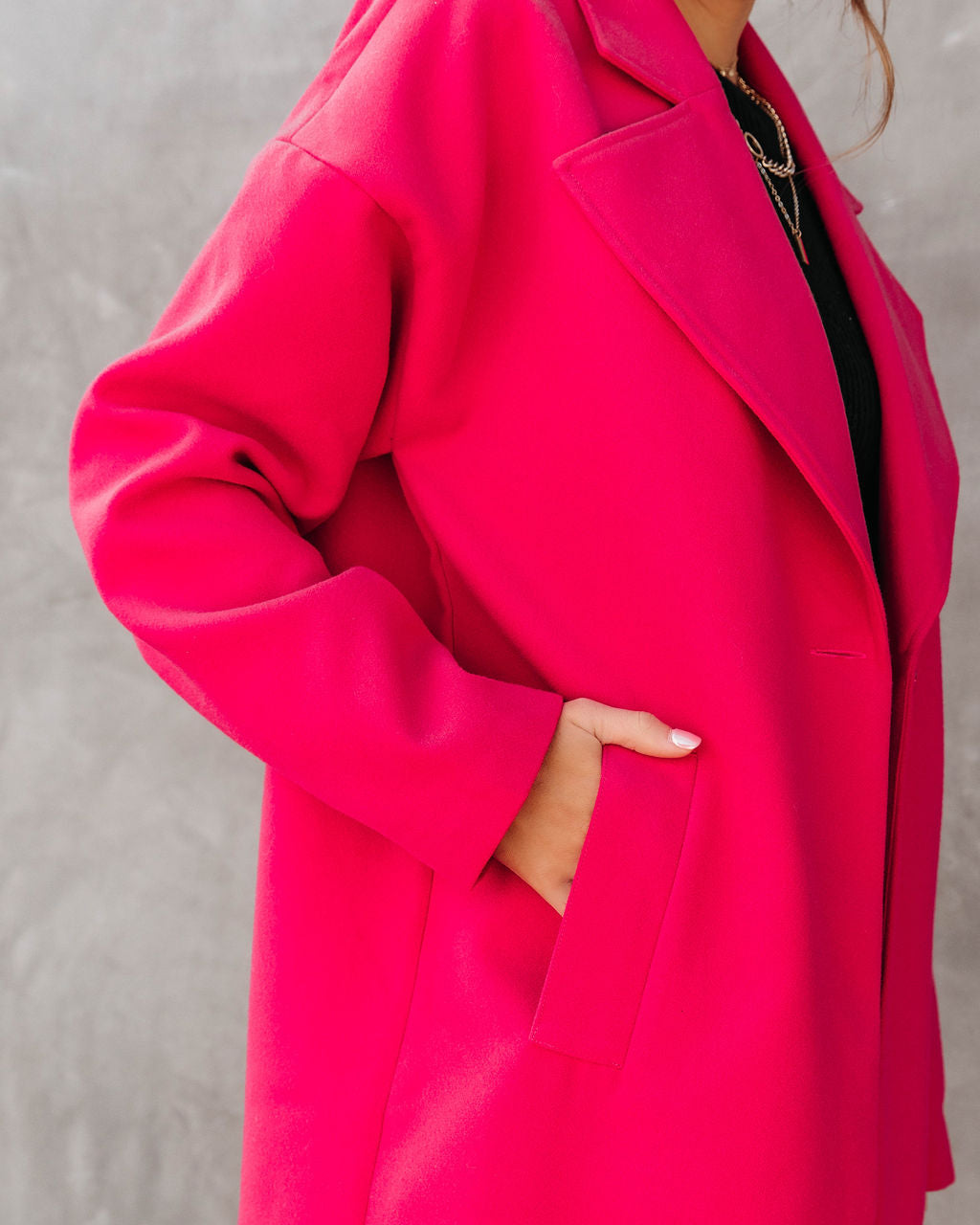 City Night Vibes Pocketed Coat - Fuchsia - Se7enfashion
