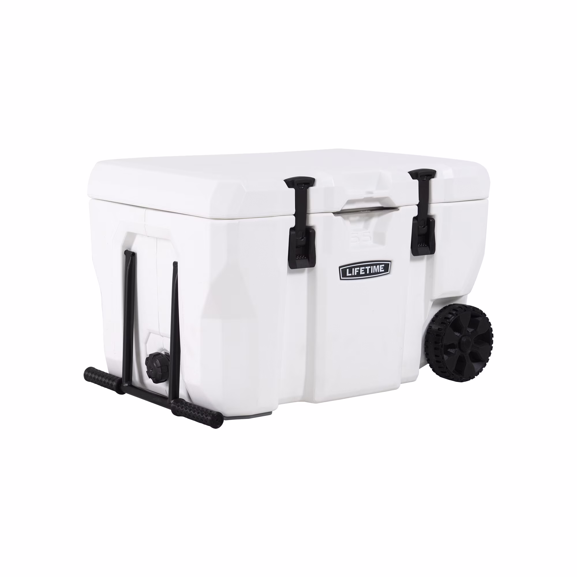 Lifetime 55 qt Bear-Resistant Camping Cooler Wheeled, Premium High Performance, Ice Retention, Hard Cooler, 60 Can Capacity, White (91072)