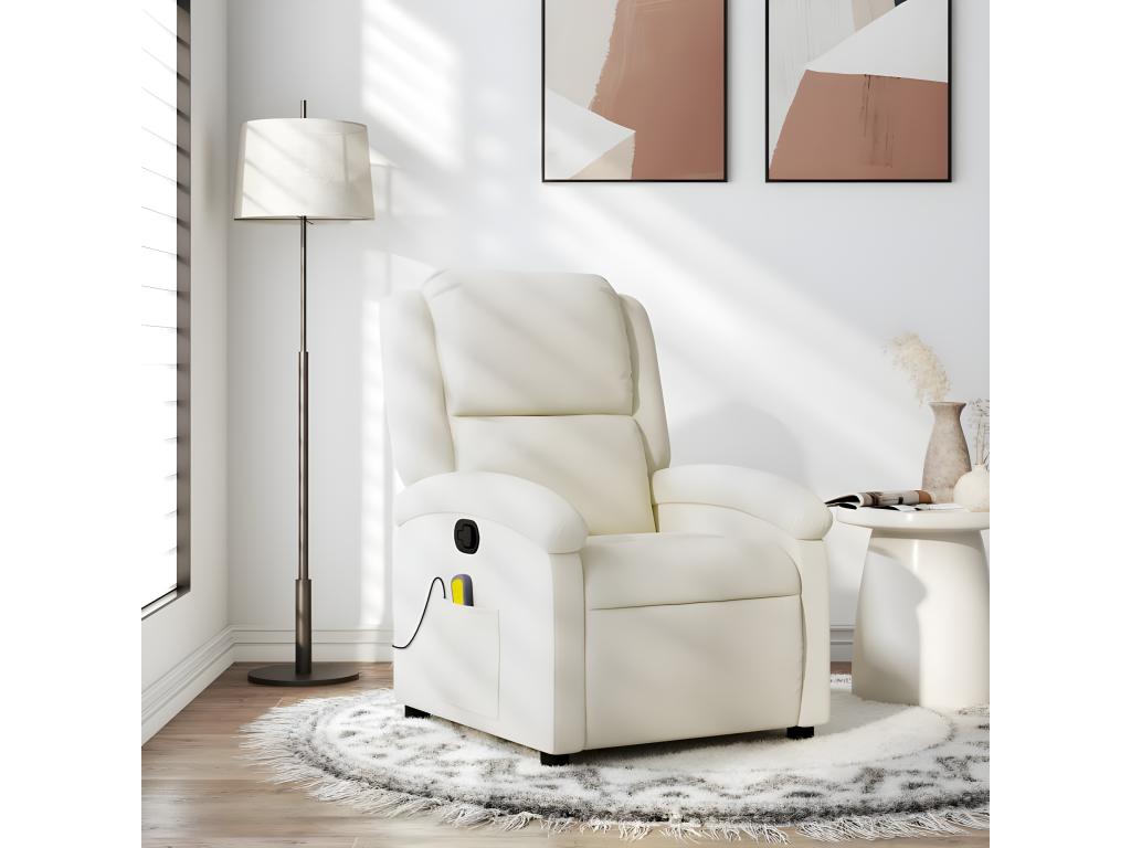 Sillón de masaje reclinable de terciopelo color crema