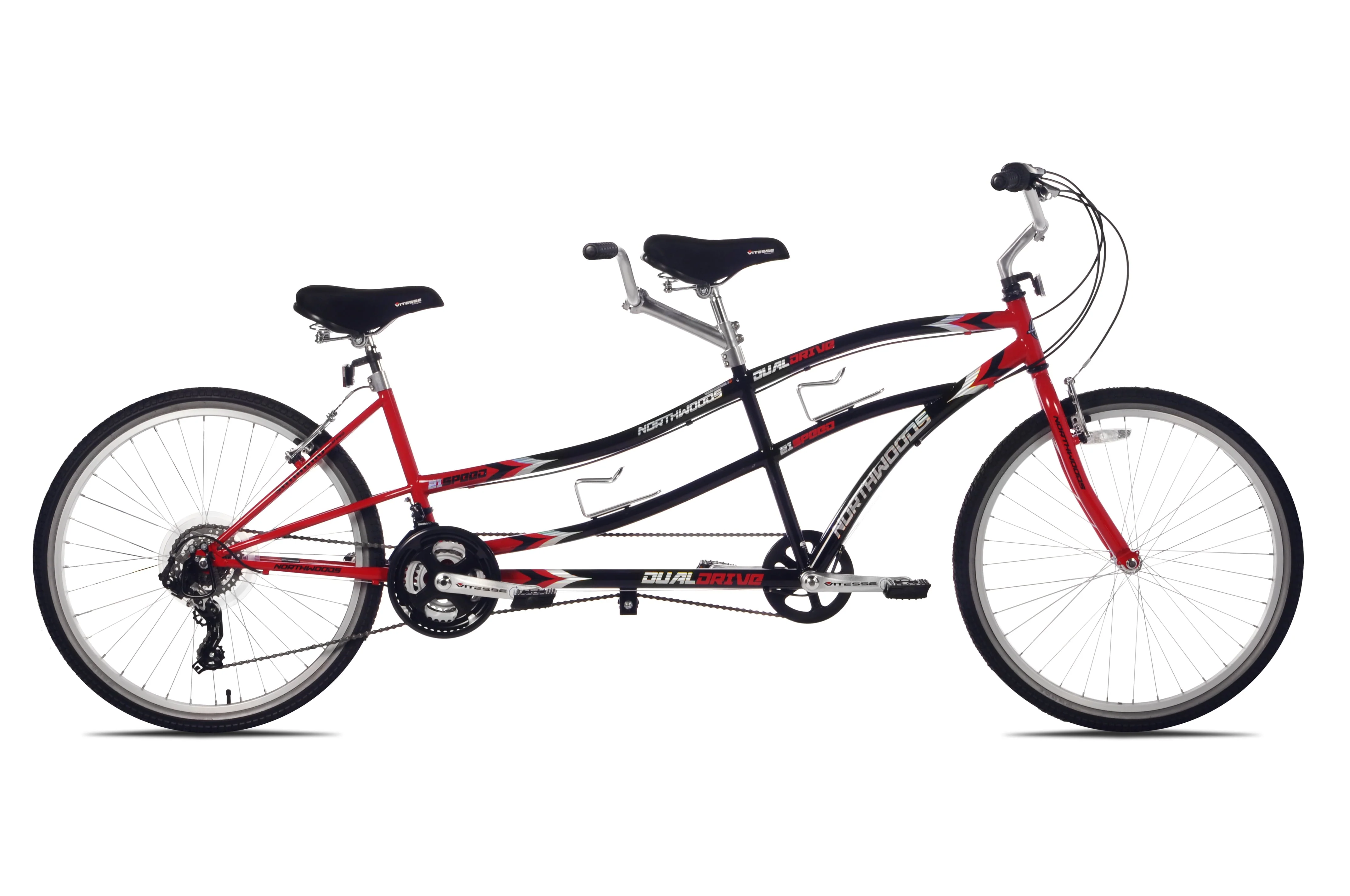 26" Northwoods 21-Speed Dual Drive Tandem Adult's Bike, Red/Black - Image 2