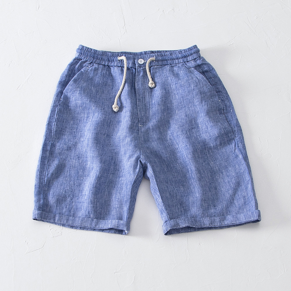 Men's Summer Lightweight Loose Fit Tapered Straight Elastic Waist Mid-Length Casual Linen Sweatpants Sports Shorts